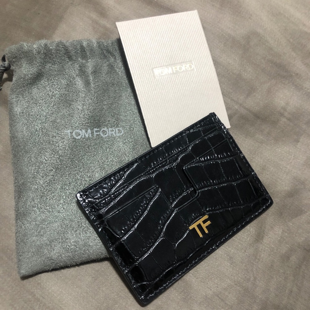 Tom Ford Glossy Printed Croc Classic Cardholder